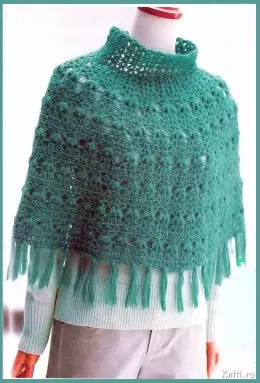 Poncho Crochet: Dersên vîdyoyê ji bo mezinan bi nexşeyên knitting