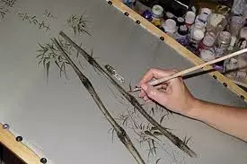 Lukisan dina jaringan sareng cét akrylic: kelas master sareng stencil