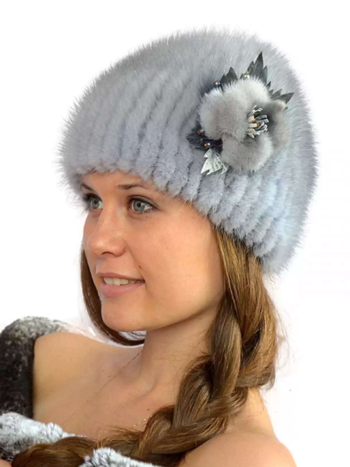 How to decorate a knitted hat with your own hands with fur and rhinestones with photos