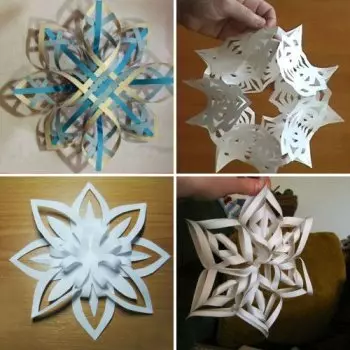 کاغذ کے volumetric snowflakes ان کے اپنے ہاتھوں کے ساتھ: تصاویر اور ویڈیو کے ساتھ سکیم