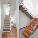 Face à l'escalier en béton avec bois: caractéristiques de la finition et de la technologie