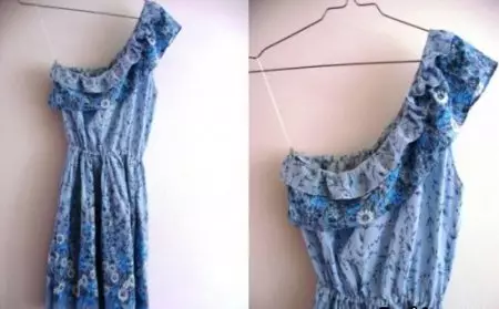 Како шивати летњу хаљину на једном рамену са властитим рукама: узорка и мастер класе шивањем