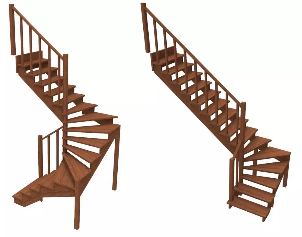 Koşu adımları ile iki katlı merdiven