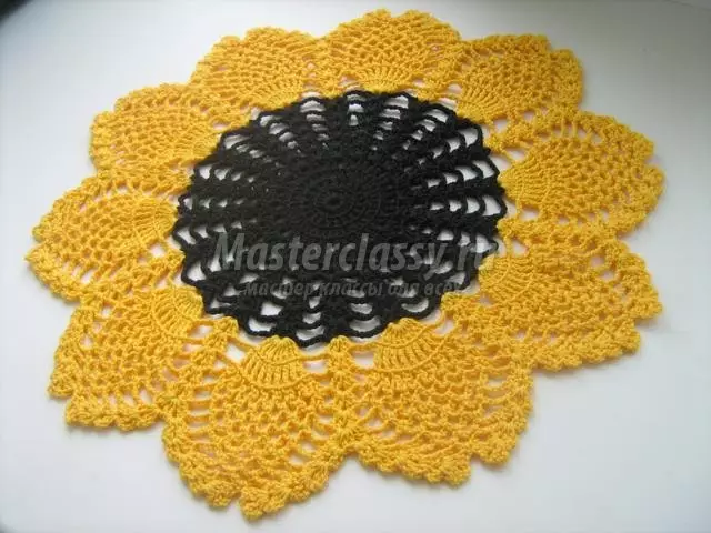 Sunflower Crochet Crochet: skéma sareng katerangan sareng pidéo