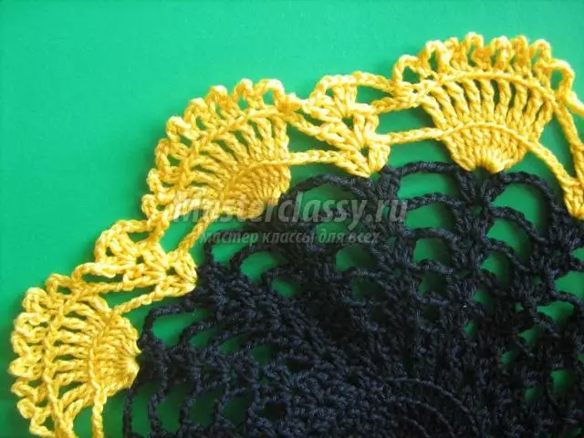 I-sunflower napkin crochet: uhlelo kanye nencazelo ngevidiyo