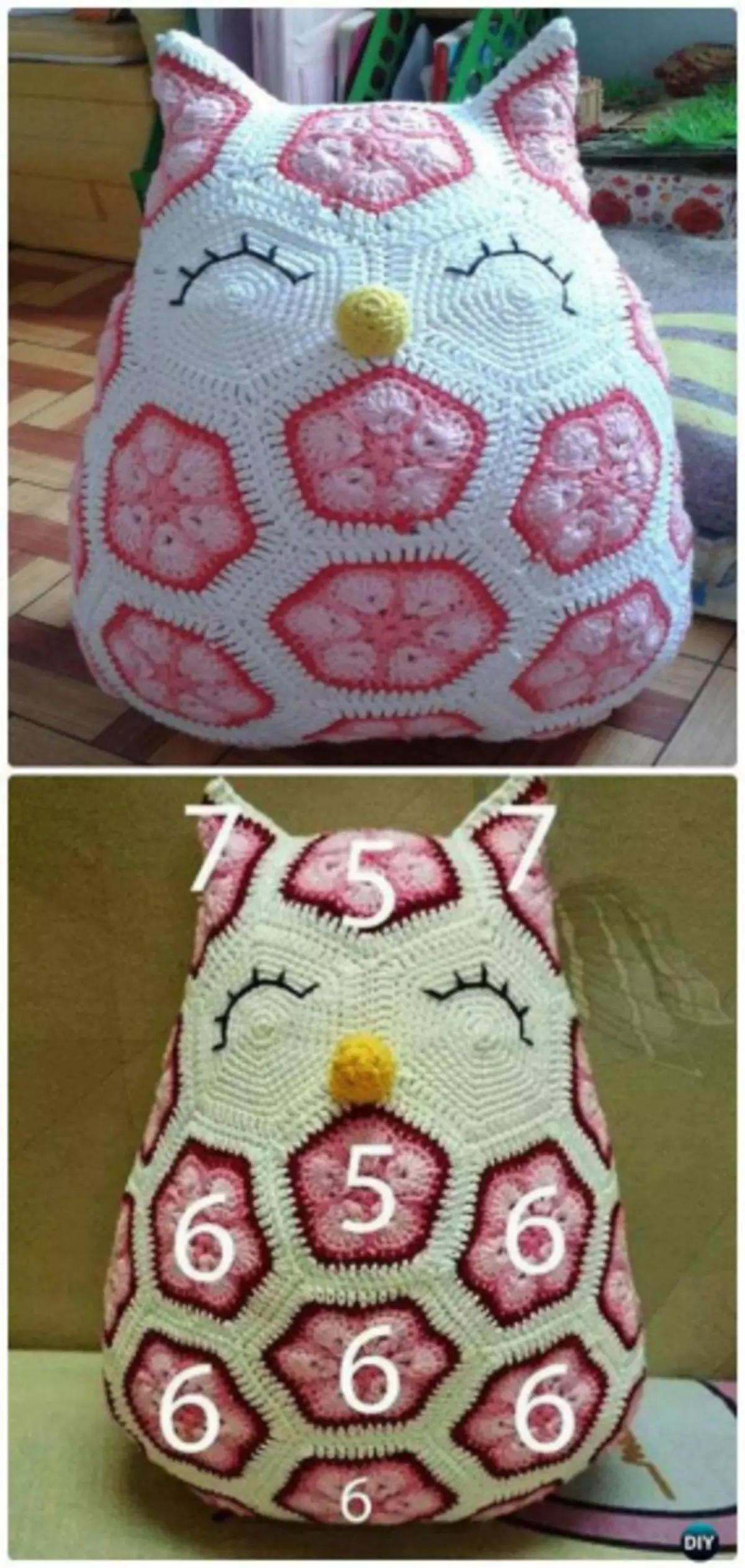 Owl Crochet սխեմայով եւ վարպետության դասի նկարագրությունը