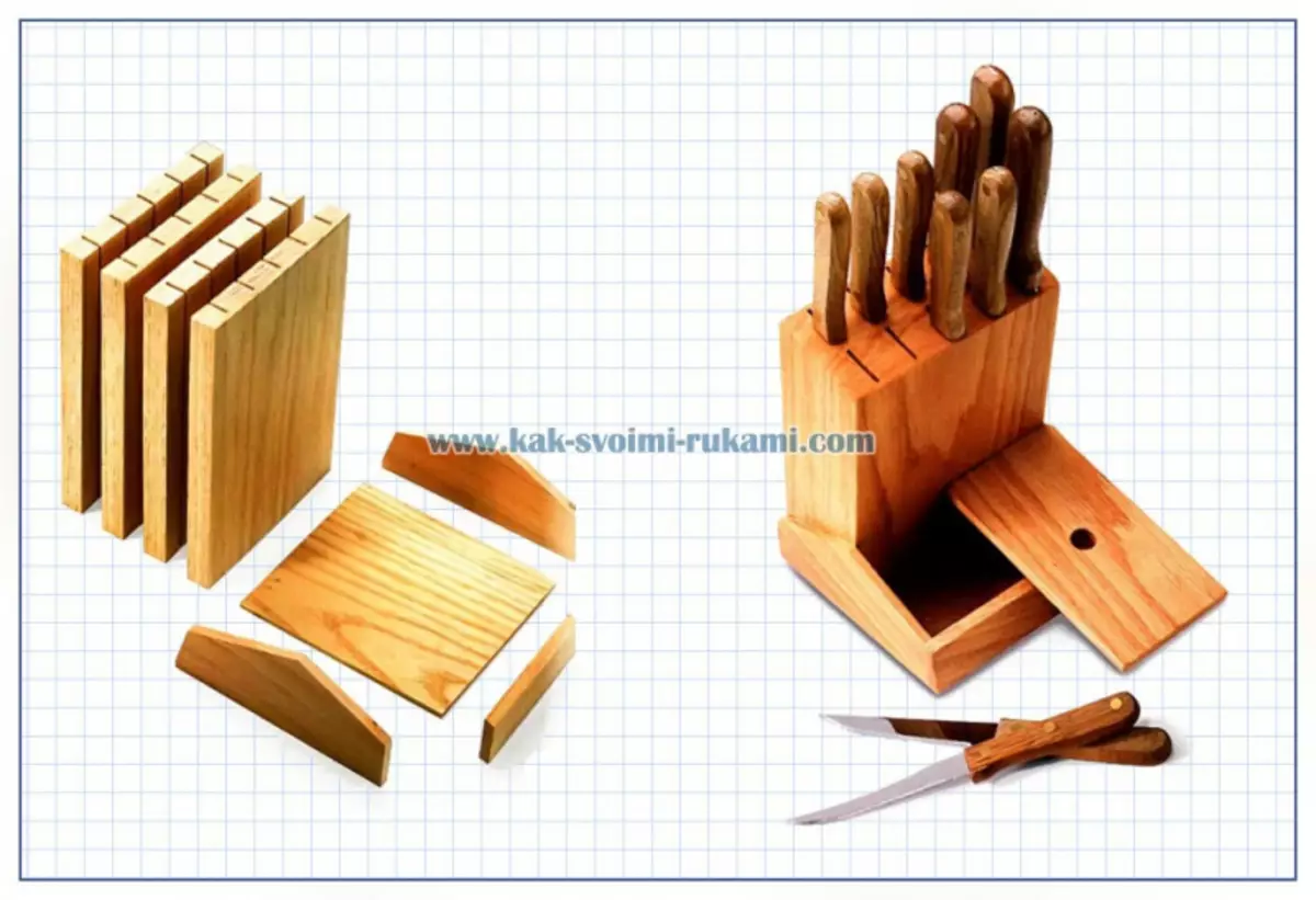 תמיכה בסכין עם יד מעץ עם תמונה