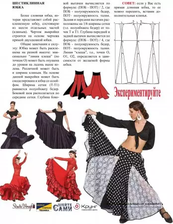 חצאית ריקוד פלמנקו: תבנית ותיאור