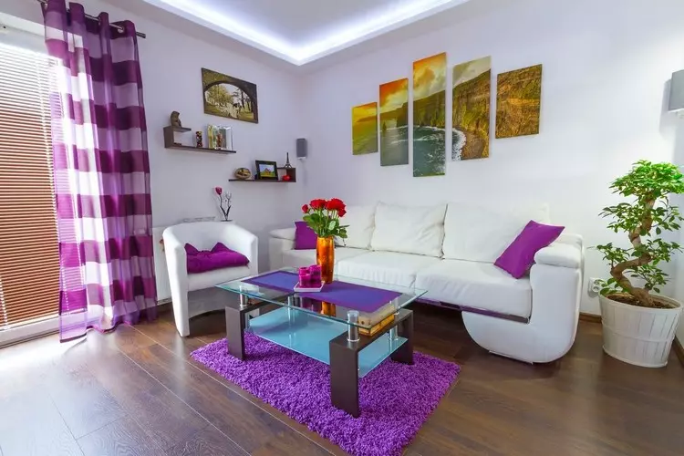 Bright tappeto all'interno: quanto facile e facile portare pitture nel tuo appartamento (37 foto)