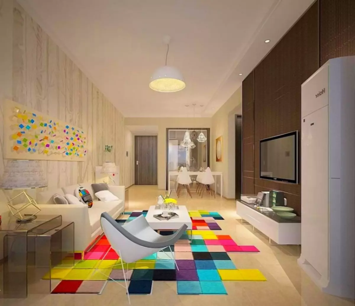 Сјајни тепих у унутрашњости: Колико лако и лако доносити боје у ваш стан (37 фотографија)