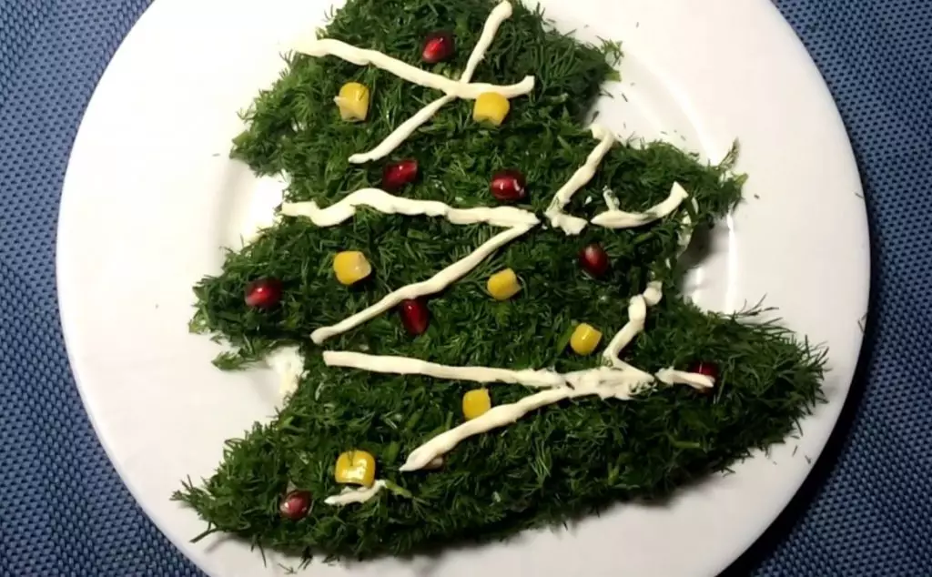 Salad di forma dara Krîsmisê de ji bo New Year