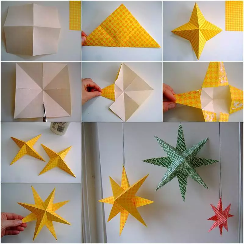 Origami টেকনিক কাগজ থেকে তারকা