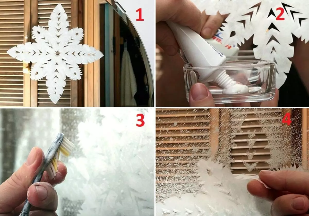 Mga snowflake sa Windows nga adunay toothpaste