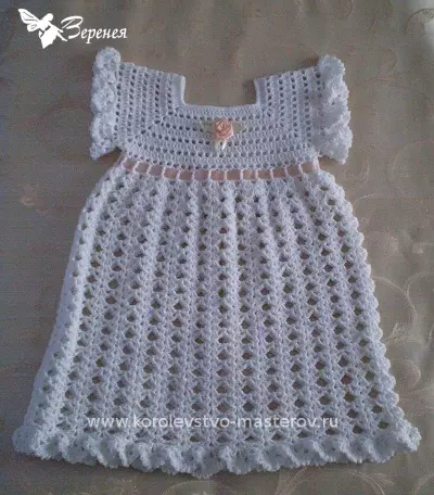 Obleka za dekle Crochet z diagrami in opisi: Kako vezati krstno obleko