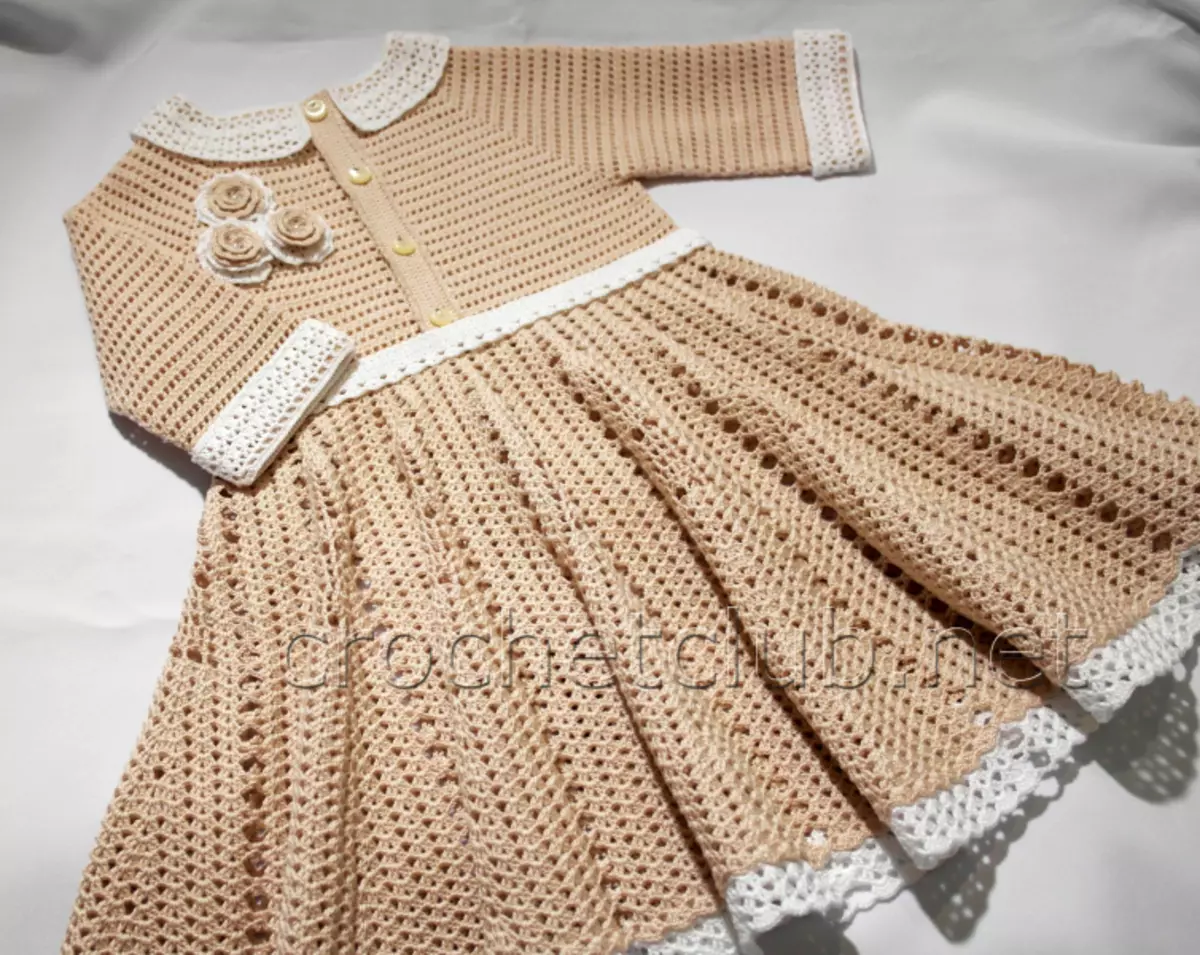 Obleka za dekle Crochet z diagrami in opisi: Kako vezati krstno obleko