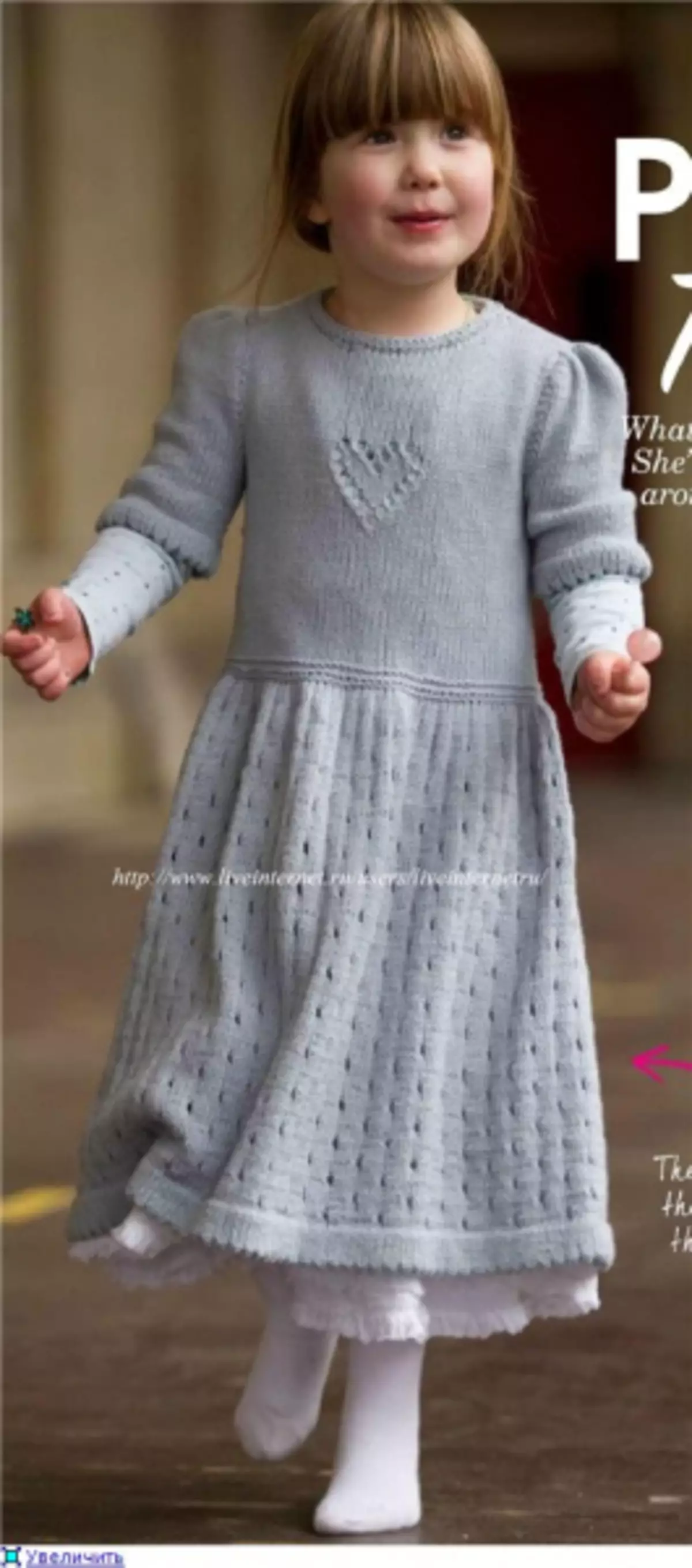 Vestido de punto para niñas con tejido con diagramas y descripciones: practico tejido para bebés