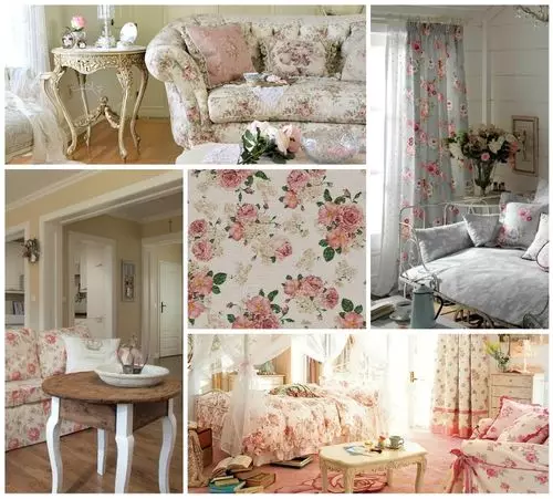 What looked curtains with roses in the interior