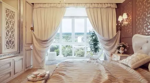 We use cream curtains in the interior of the rooms