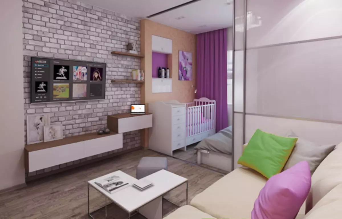Como resaltar unha zona para un neno nun apartamento de unha habitación?