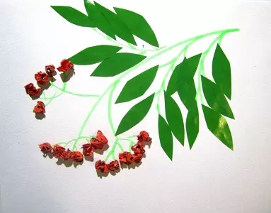 Applique Rowan Branch dari serbet dan kertas berwarna untuk taman kanak-kanak