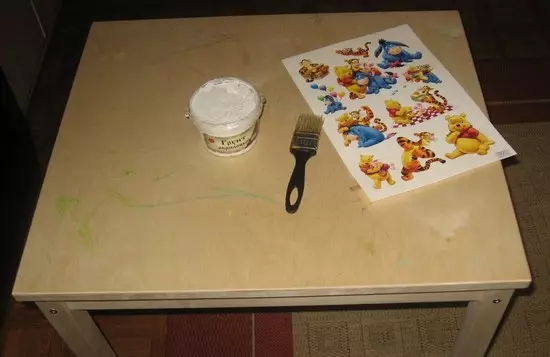 Lasten pöydän decoupage tekee sen itse: Valmistelu, koristelu