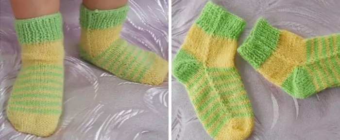 初心者のための靴下の赤ん坊の針：写真やビデオで新生児のためのソフトソックスをネクタイする方法