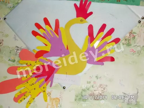 Applique van Palmen in kleuterschool: egel en zwaanfoto's met foto's