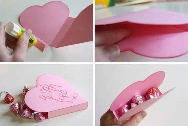 Kastes sirds ar savām rokām ar konfektes papīru