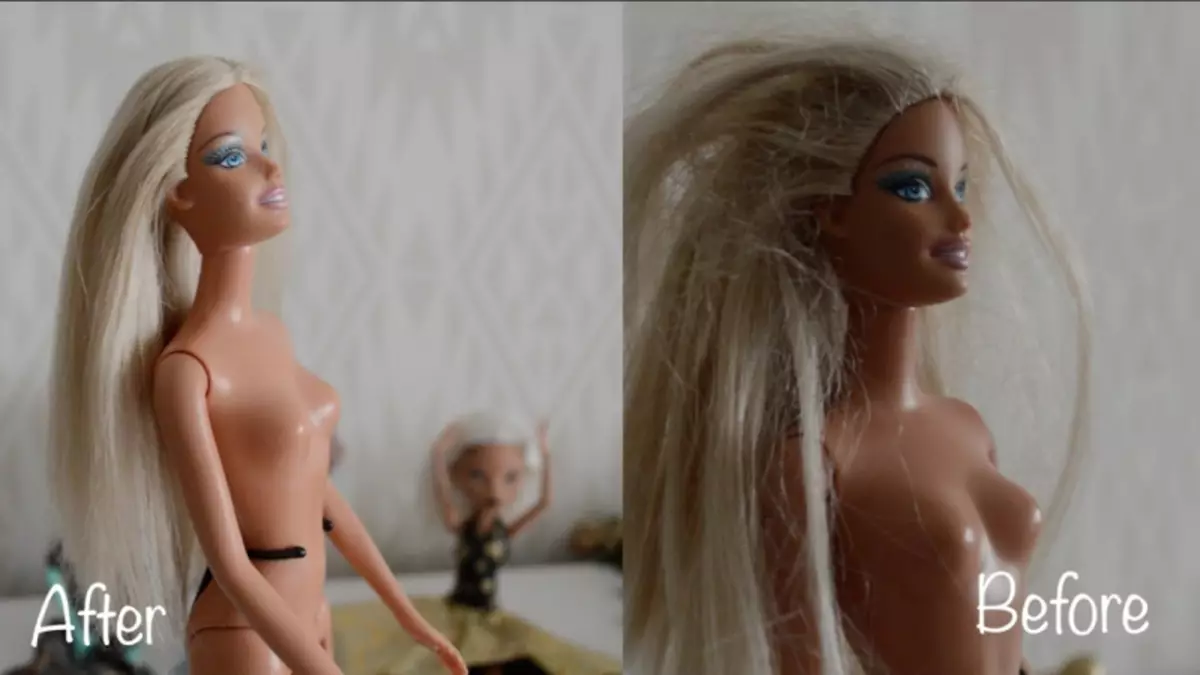 Bagaimana untuk meluruskan anak patung Barbie rambut di rumah