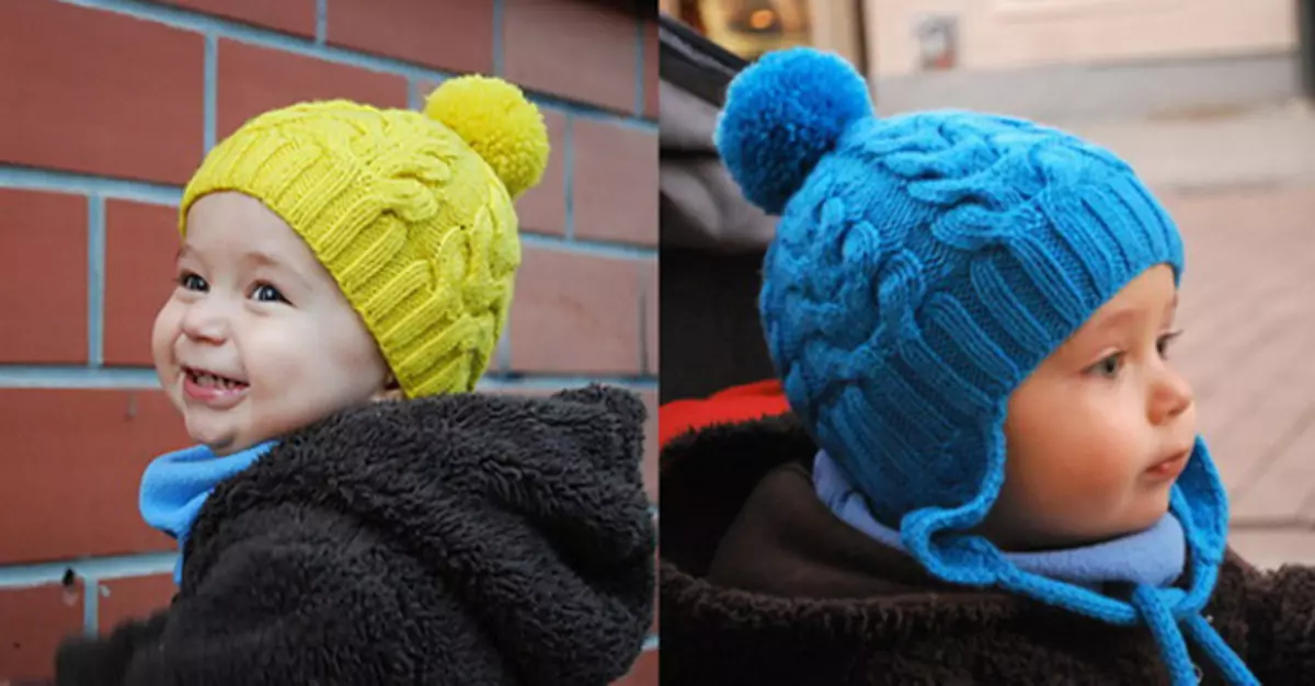Hat with knitting needles for a boy: how to tie a hat-helmet and winter earguard for kids with video