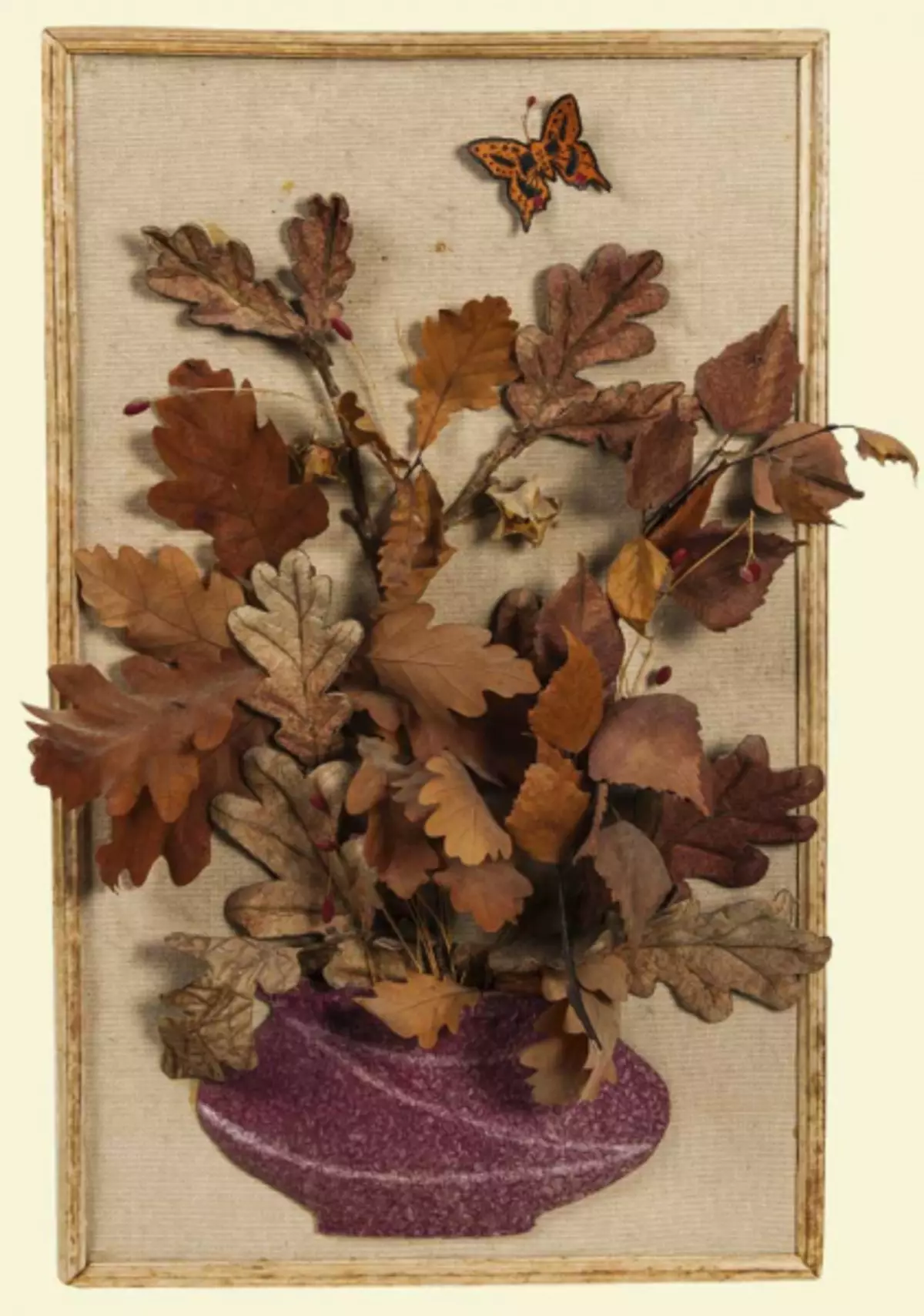Panel aus natürlichem Material am Herbstthema mit Foto