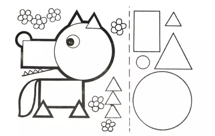 Aplikasi saka bentuk geometri kanggo prasekolah utawa ing taman kanak-kanak