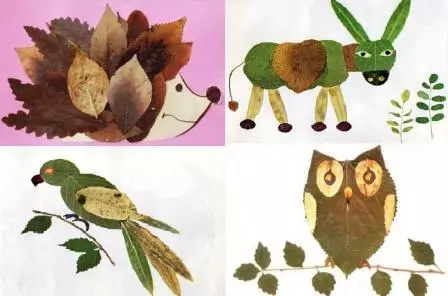 Appliques voor kinderen van papier en van herfstbladeren: foto's en video's