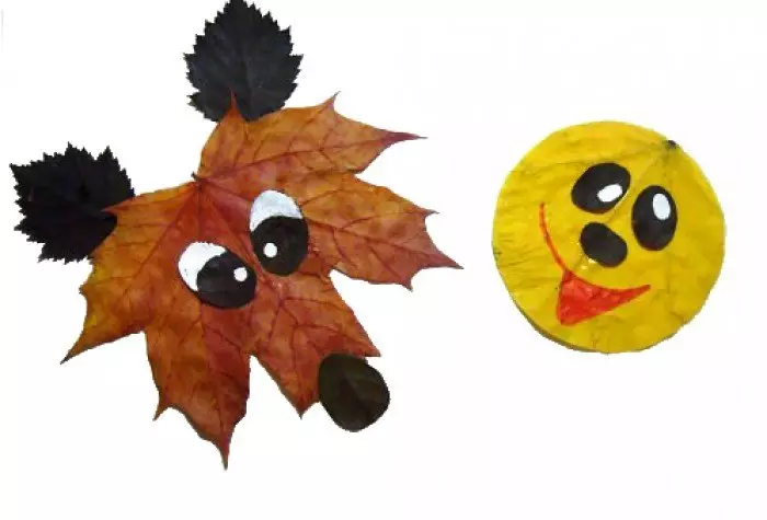 Appliques voor kinderen van papier en van herfstbladeren: foto's en video's