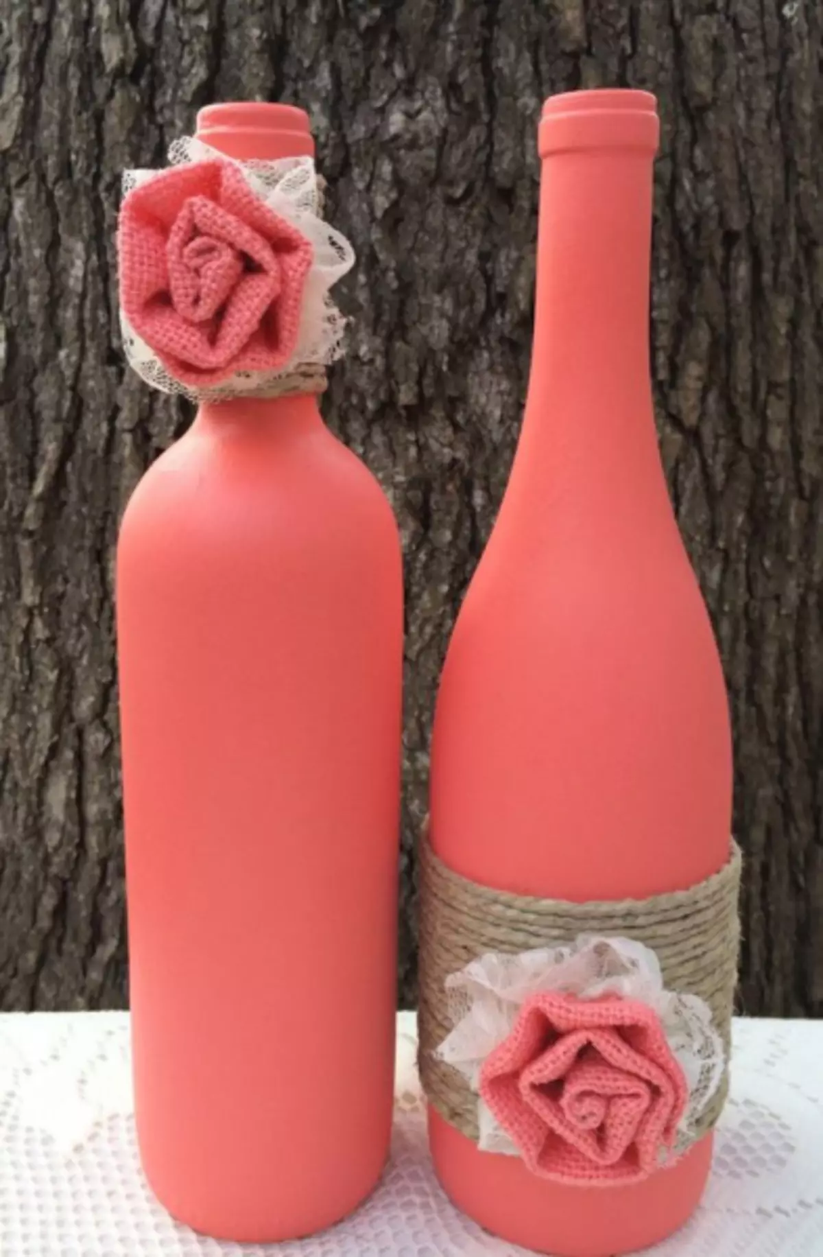 Deseño de botellas co seu propio pano e fíos para un aniversario