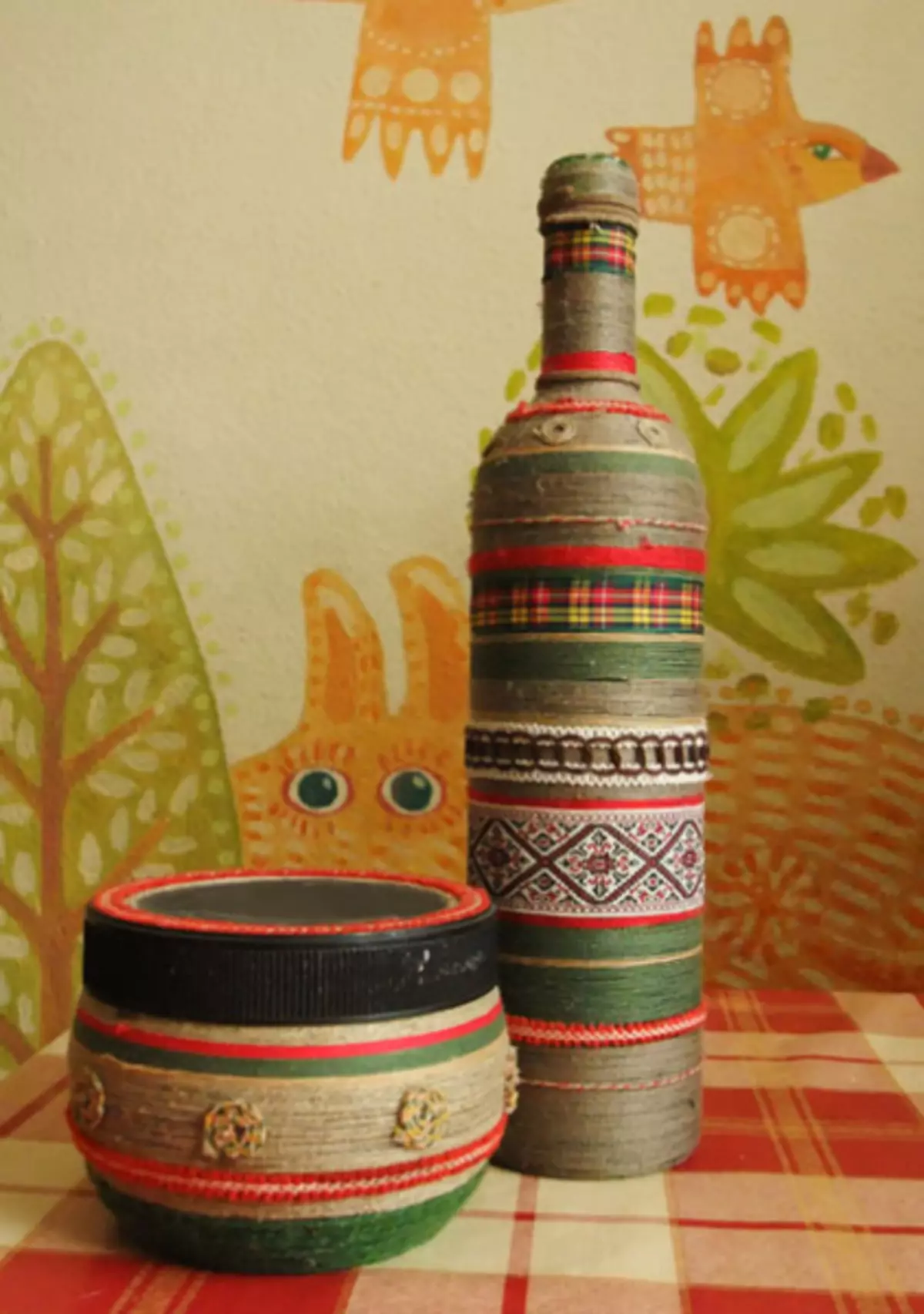 Декор бутылки в этническом стиле
