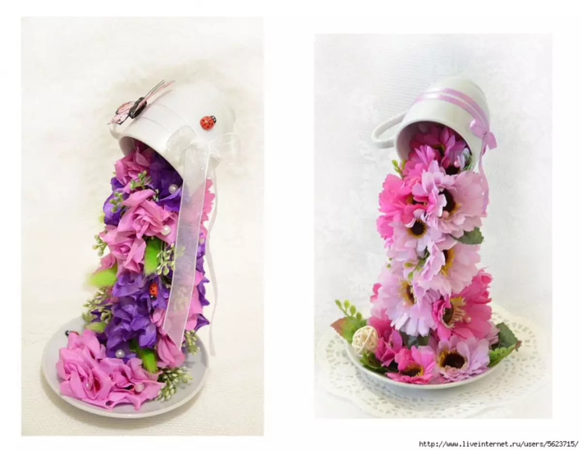 Crpljenje šalice s cvijećem s vlastitim rukama s videozapisom korak-po-korak