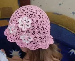 Openork Hood za dekle Crochet starost 1 leto za poletje
