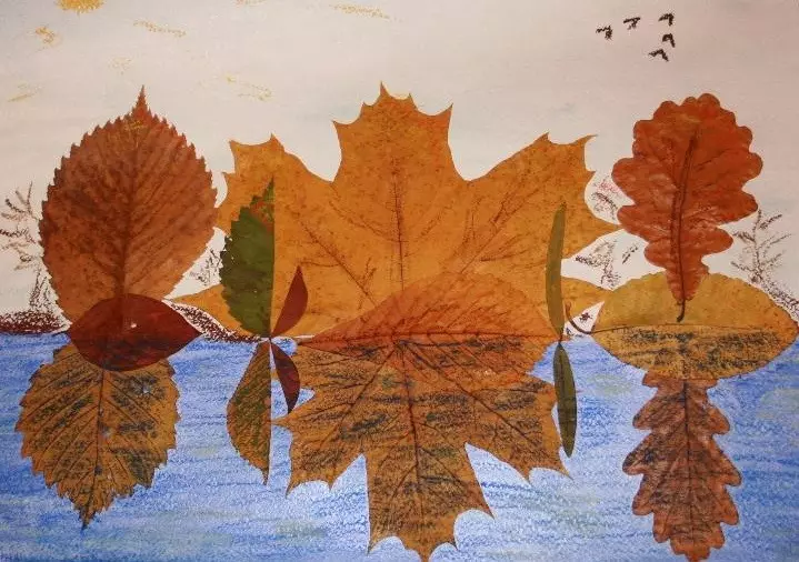 Applique de feuilles d'automne pour enfants 1 classe avec leurs propres mains avec des photos