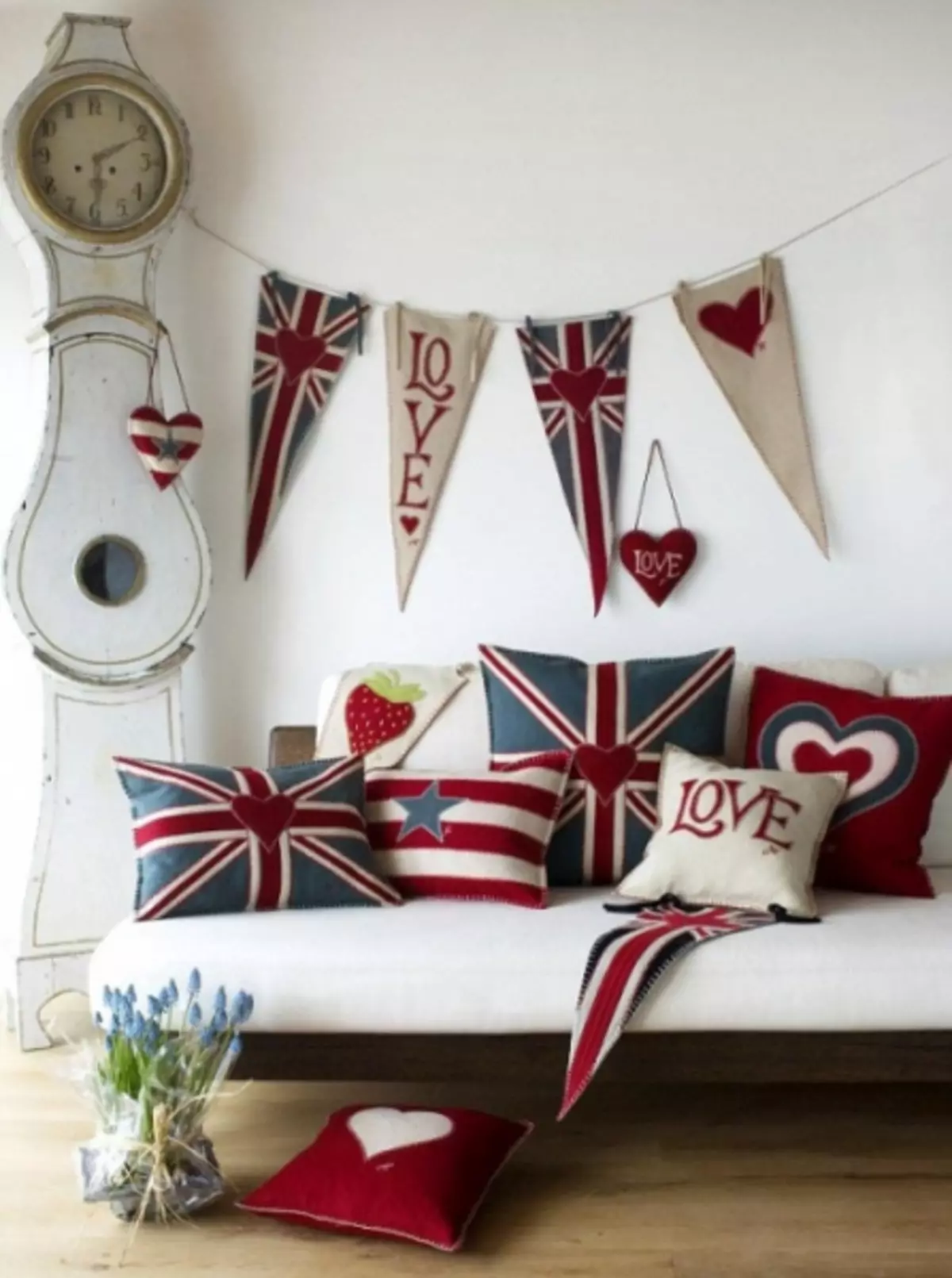 Blíže k Londýně: britská vlajka v interiéru (Unie Jack - 80 fotografií)