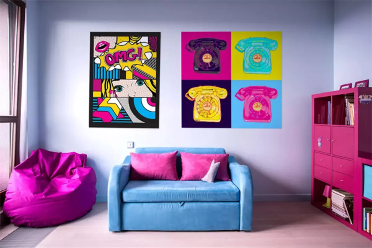 Pop Art Interior: нақты түстер мен материалдар