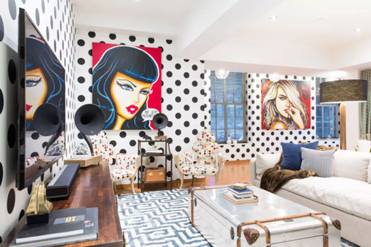 Pop-art interieur: echte kleuren en materialen