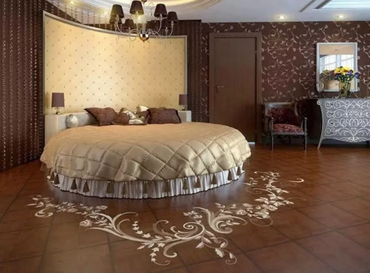 Στρογγυλό κρεβάτι στο σύγχρονο εσωτερικό υπνοδωμάτιο: φωτογραφία των επίπλων, που έχει άνεση και άνεση (38 φωτογραφίες)