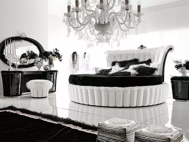 आधुनिक बेडरूममध्ये गोल बेड: फर्निचरचा फोटो, ज्यात सांत्वन आणि सांत्वन आहे (38 फोटो)