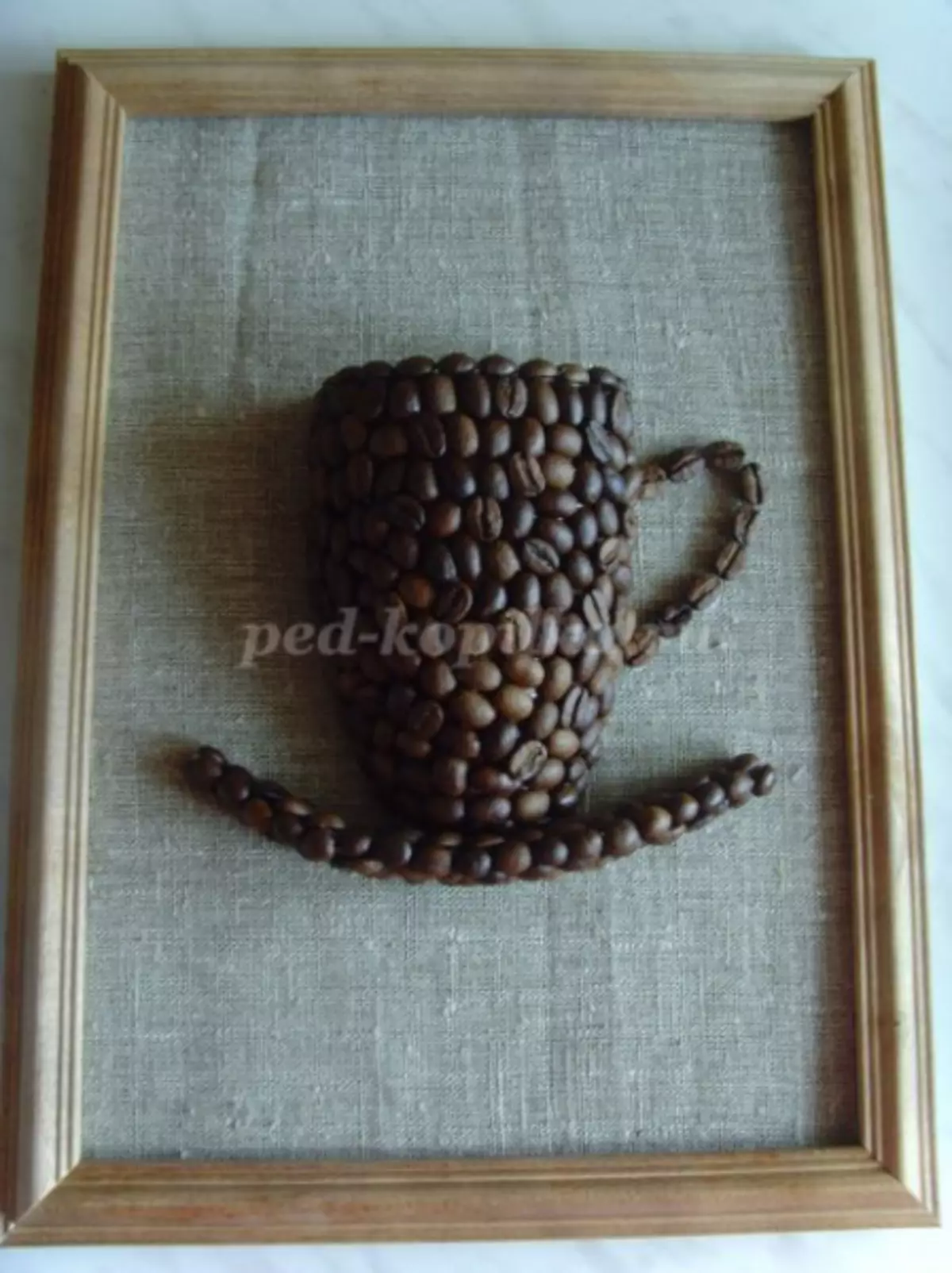 Картина из кофе и фасоли чашка
