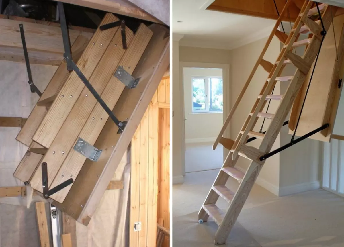 Folding loftet trapper laget av tre