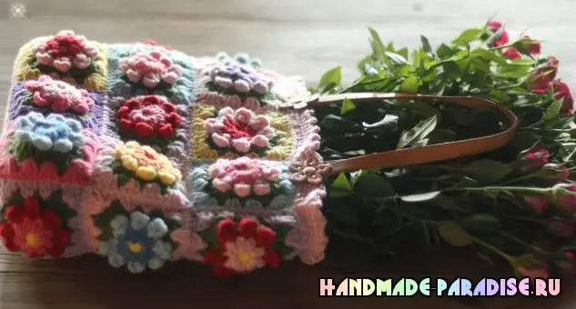 Blomme motyf crochet tas