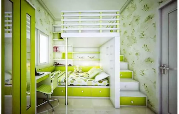 Spálňa Design 10, 13, 15 m2 vo výškových budovách pre rodinu s dieťaťom, foto