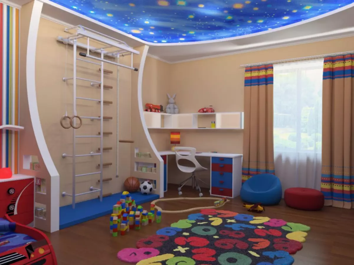 Soverom design 10, 13, 15 m2 i høyhus for familie med baby, foto