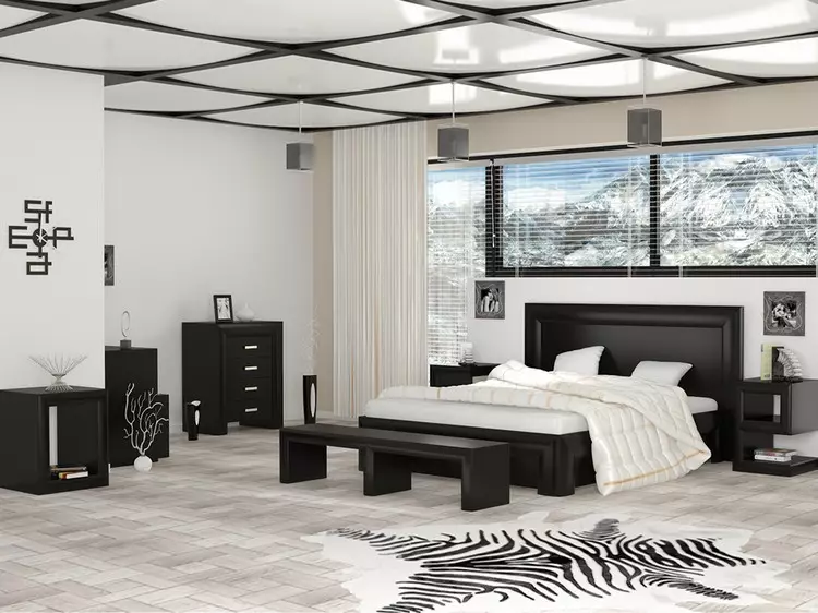 Como poñer mobles no cuarto: Exemplos Interior con camas acabadas baixo cama, armario e mesa de vestir (36 fotos)